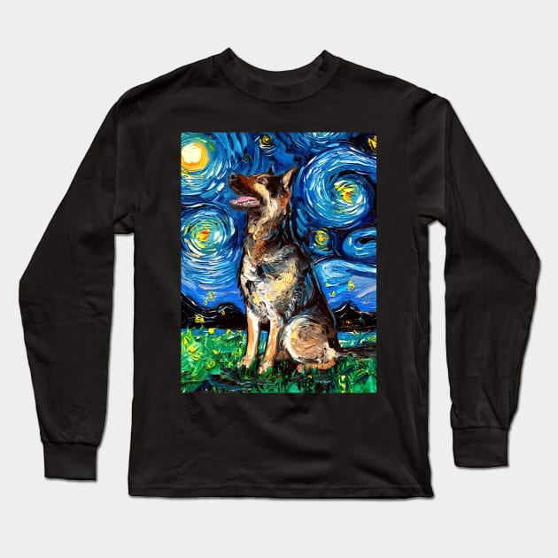 German Shepherd Night 2 Long Sleeve T-Shirt by sagittariusgallery